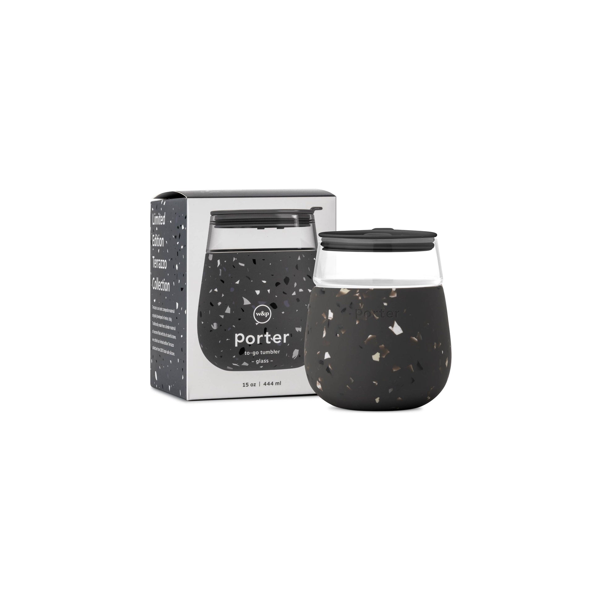 Porter Wine & Drink Glass Cup with Silicone Wrap - Terrazzo  W&P   -better made easy-eco-friendly-sustainable-gifting