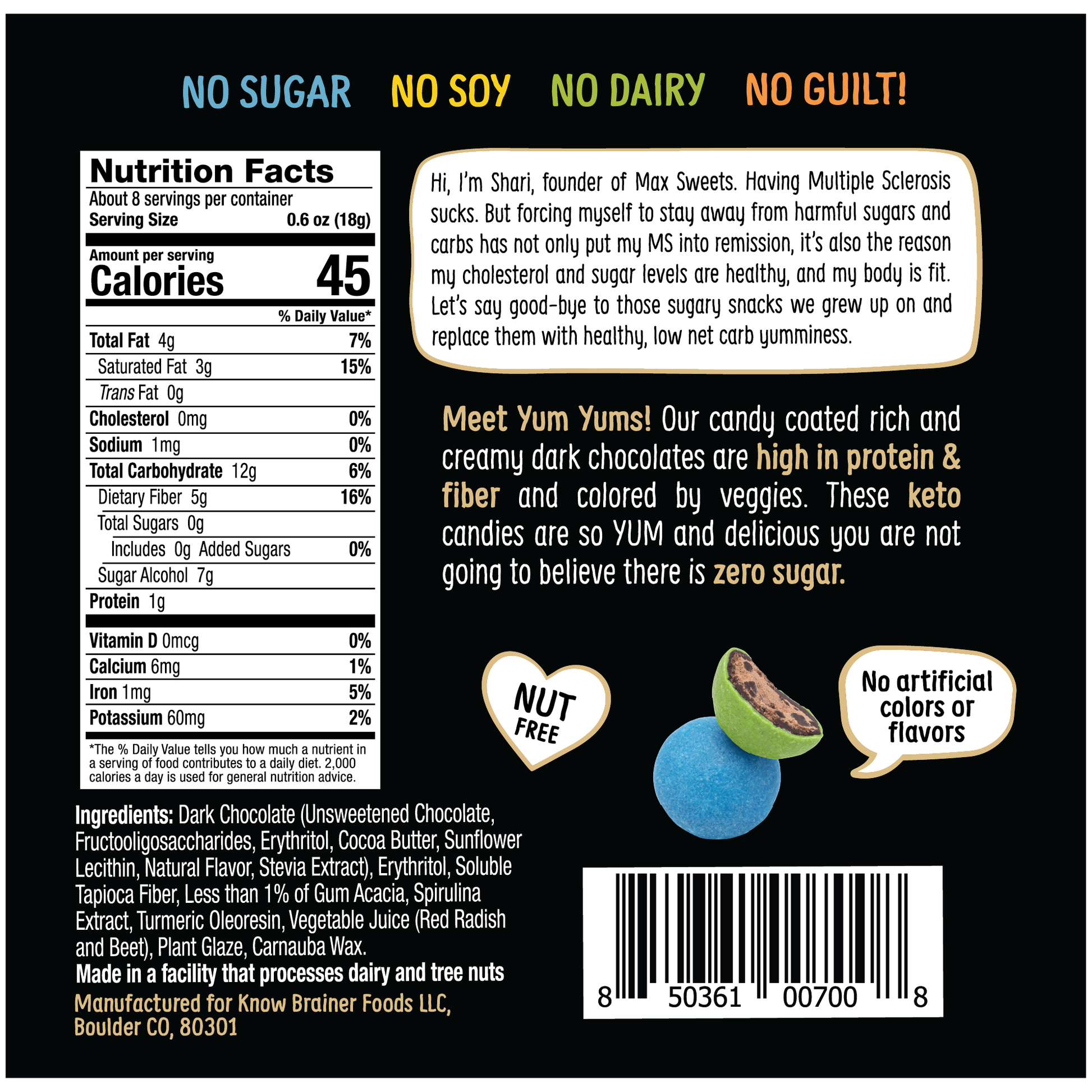 Max Sweets - VEGAN Yum Yums - Sugar Free Candy Coated Chocolates  Max Sweets   -better made easy-eco-friendly-sustainable-gifting