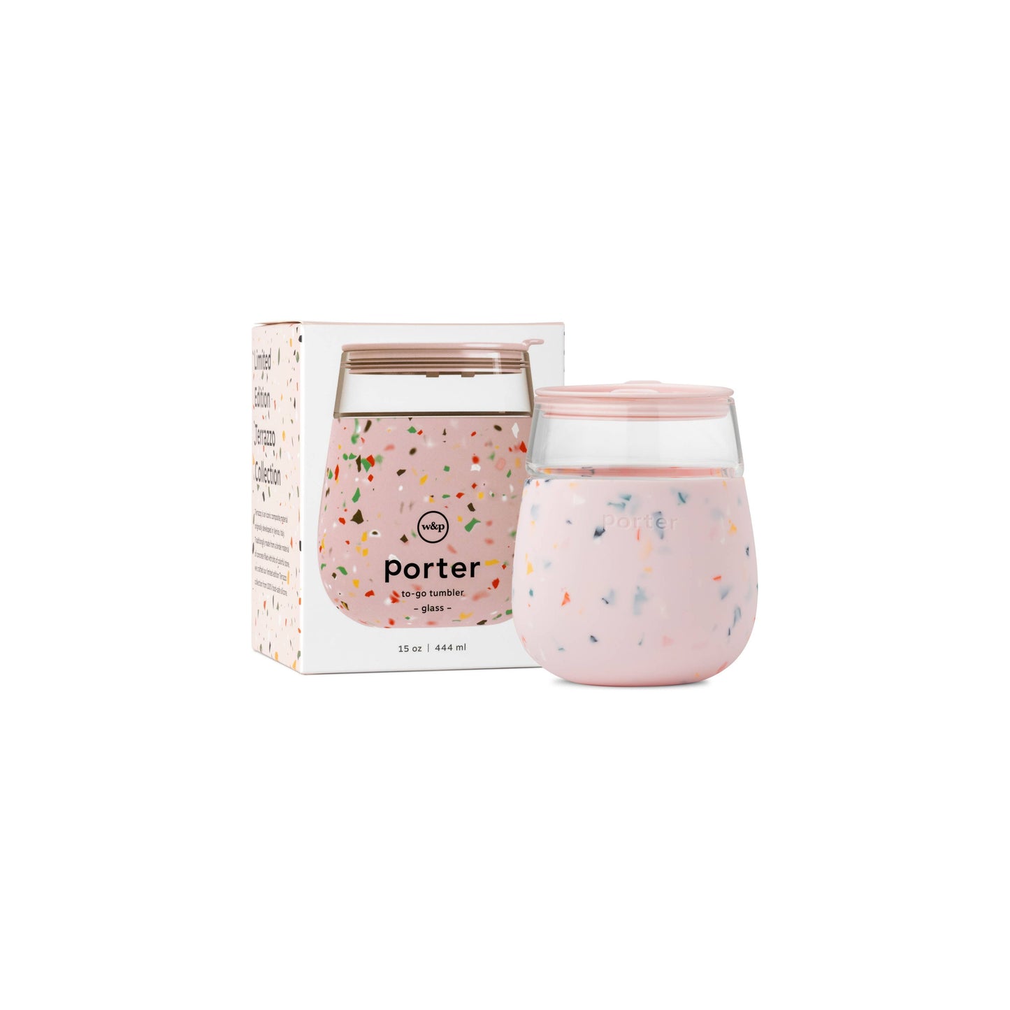 Porter Wine & Drink Glass Cup with Silicone Wrap - Terrazzo  W&P   -better made easy-eco-friendly-sustainable-gifting