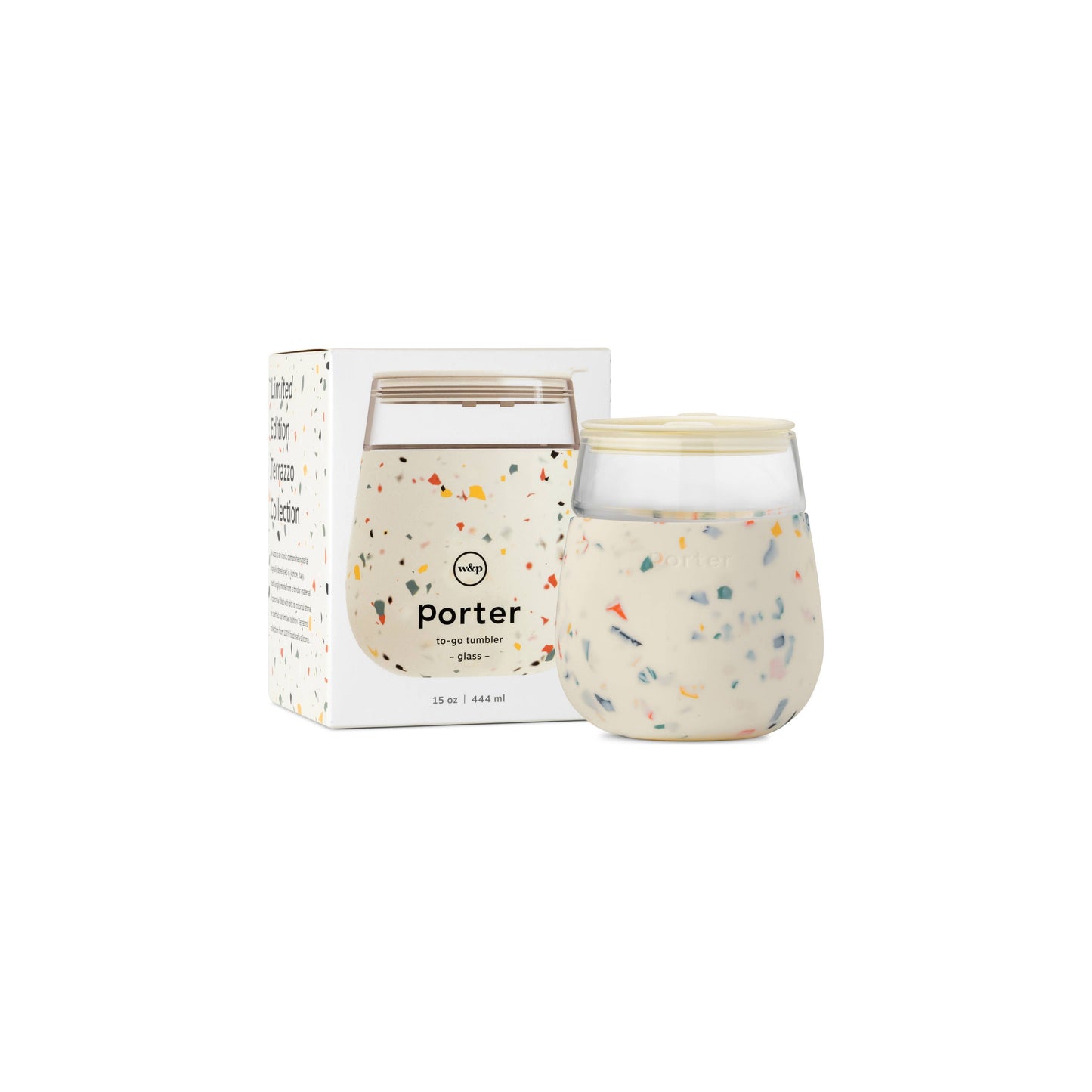 Porter Wine & Drink Glass Cup with Silicone Wrap - Terrazzo  W&P   -better made easy-eco-friendly-sustainable-gifting