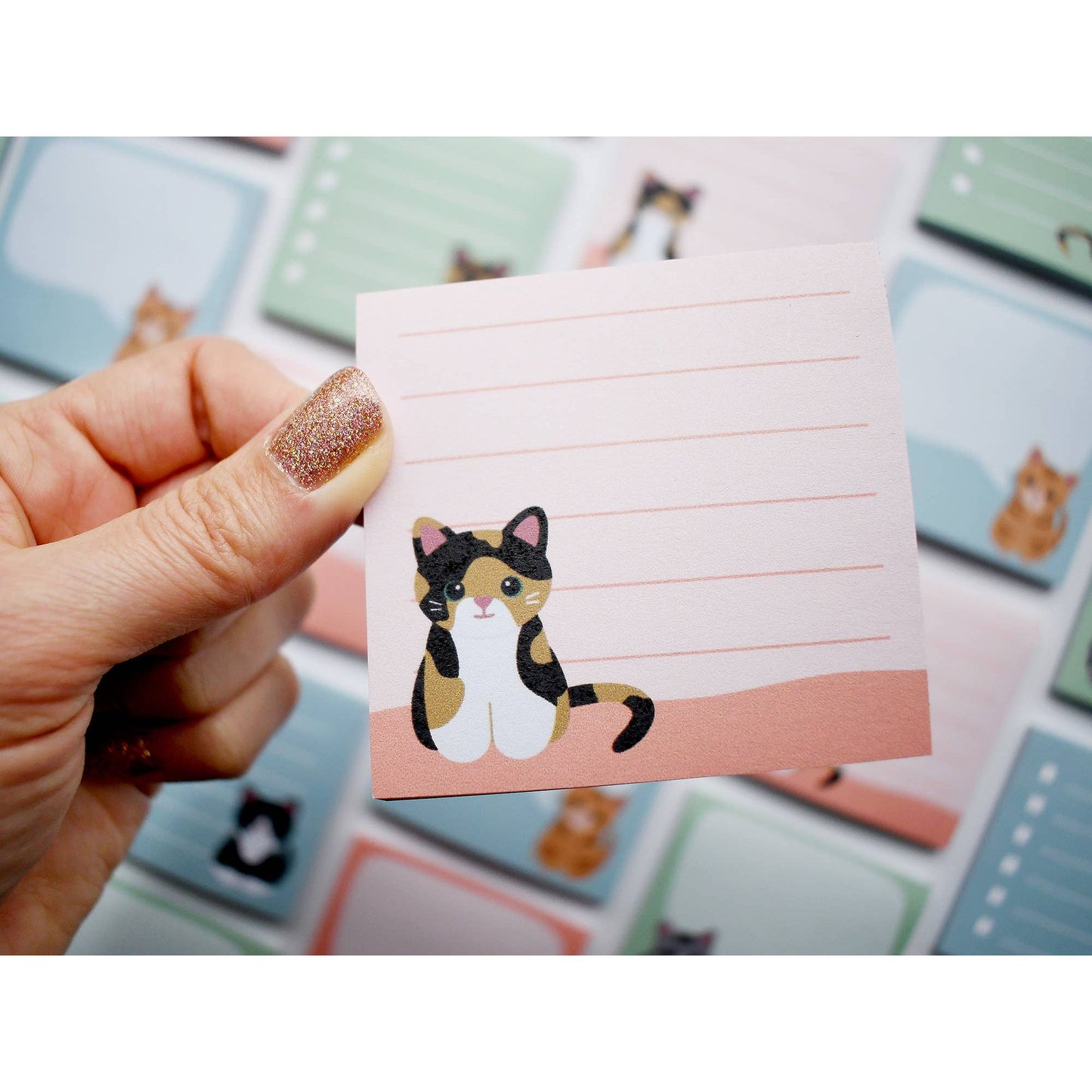Chester and Pearl - Calico cat sticky notes notepad Chester and Pearl -better made easy-eco-friendly-sustainable-gifting