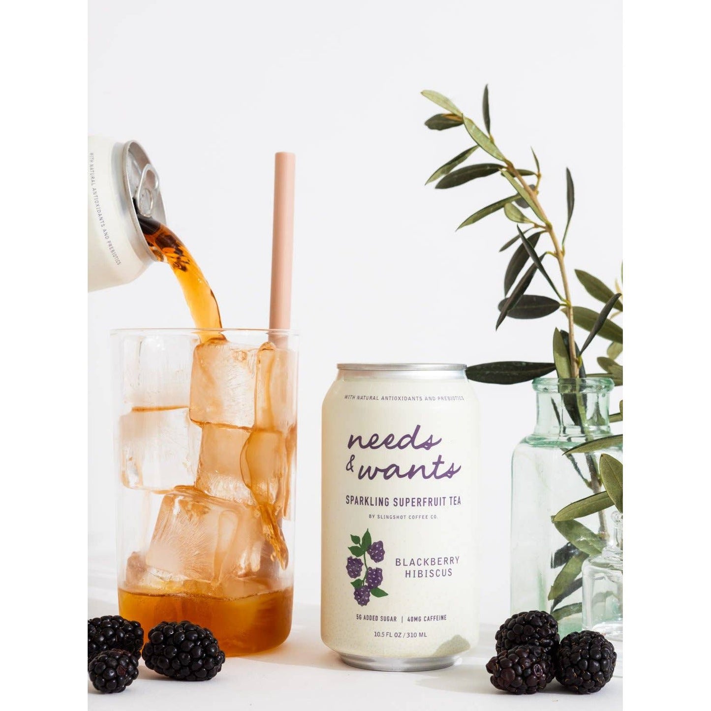 Needs & Wants Sparkling Superfruit Tea - Blackberry Hibiscus Slingshot Coffee Company -better made easy-eco-friendly-sustainable-gifting
