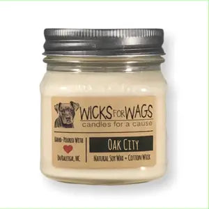 Wicks for Wags - Best Selling Oak City Blend | 8 oz (Amber&Oak) Wicks for Wags Candles -better made easy-eco-friendly-sustainable-gifting