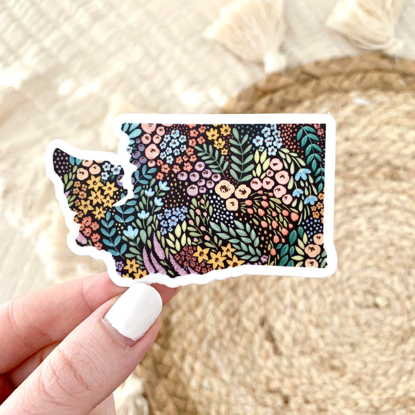Elyse Breanne Design - Washington State Floral Sticker 3x2in. Elyse Breanne Design -better made easy-eco-friendly-sustainable-gifting