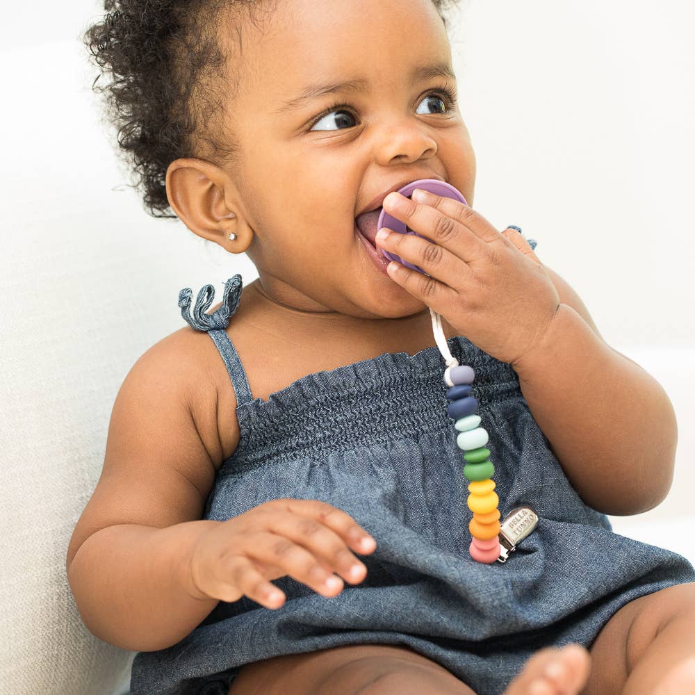 Bella Tunno - Rainbow Multi Pacifier Clip- a gift that gives a meal Bella Tunno -better made easy-eco-friendly-sustainable-gifting