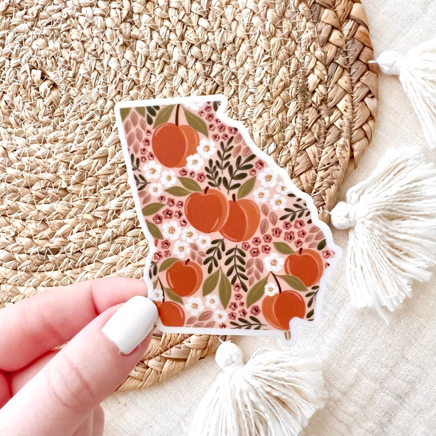Elyse Breanne Design - Georgia Peaches State Sticker 3x2in. Elyse Breanne Design -better made easy-eco-friendly-sustainable-gifting
