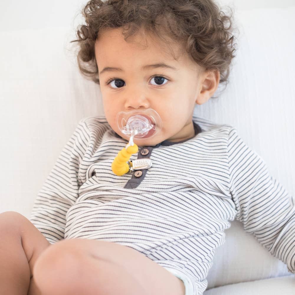 Bella Tunno - Mustard Pacifier Clip - a gift that gives a meal Bella Tunno -better made easy-eco-friendly-sustainable-gifting