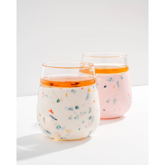 Porter Wine & Drink Glass Cup with Silicone Wrap - Terrazzo  W&P   -better made easy-eco-friendly-sustainable-gifting