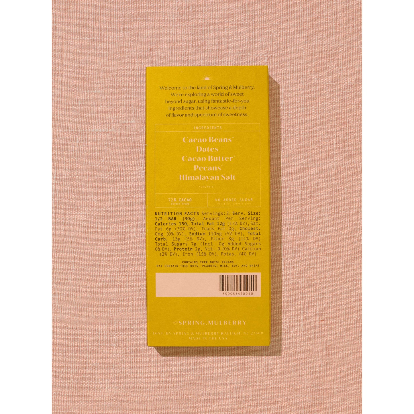 Spring & Mulberry - Pecan Date Date-Sweetened Dark Chocolate Spring & Mulberry -better made easy-eco-friendly-sustainable-gifting