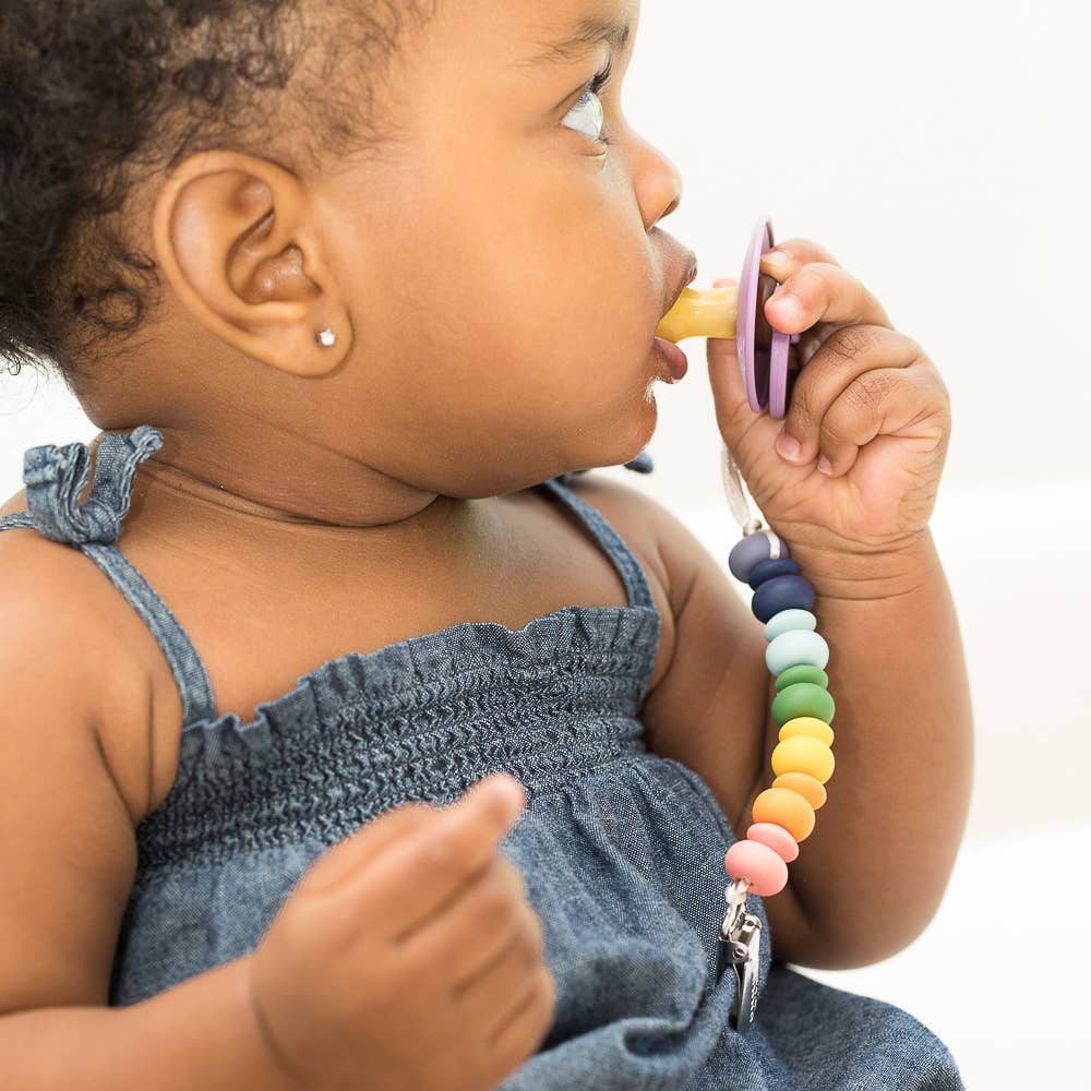 Bella Tunno - Rainbow Multi Pacifier Clip- a gift that gives a meal Bella Tunno -better made easy-eco-friendly-sustainable-gifting