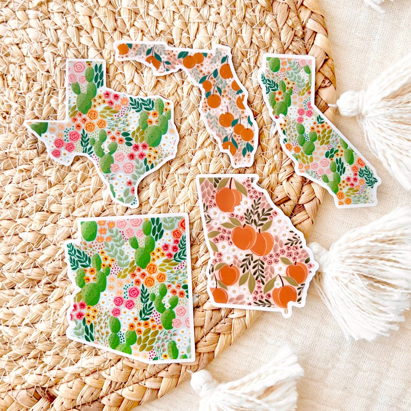 Elyse Breanne Design - Georgia Peaches State Sticker 3x2in. Elyse Breanne Design -better made easy-eco-friendly-sustainable-gifting