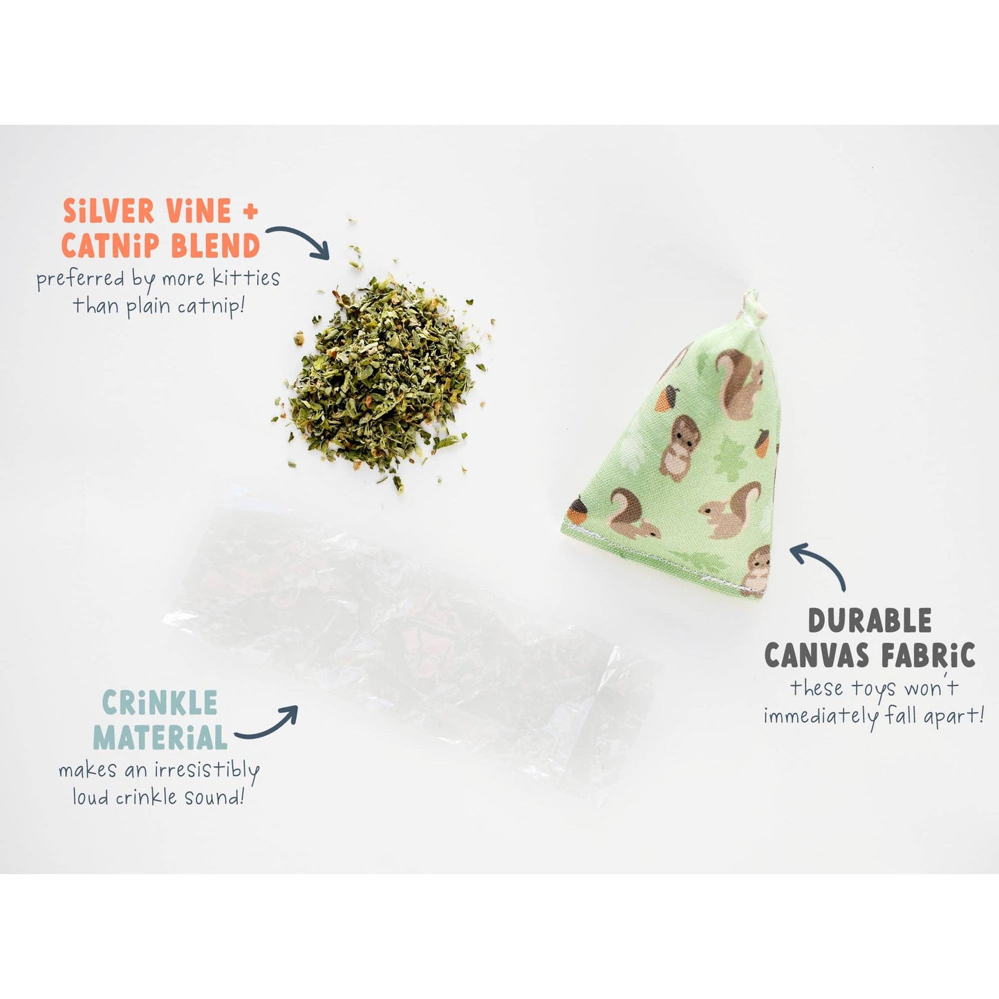 Chester and Pearl - Catnip Crinkle Pouncers Cat Toys - cat TV Chester and Pearl -better made easy-eco-friendly-sustainable-gifting