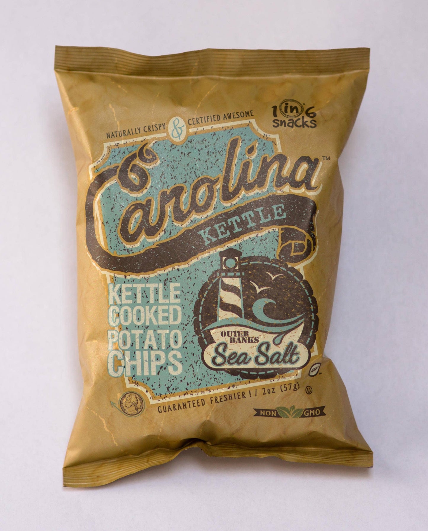 Carolina Kettle Sea Salt Chips 2oz - 1 in 6 Snacks 1 in 6 Snacks- Carolina Kettle chips -better made easy-eco-friendly-sustainable-gifting