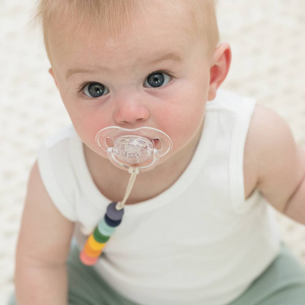 Bella Tunno - Rainbow Multi Pacifier Clip- a gift that gives a meal  Bella Tunno   -better made easy-eco-friendly-sustainable-gifting