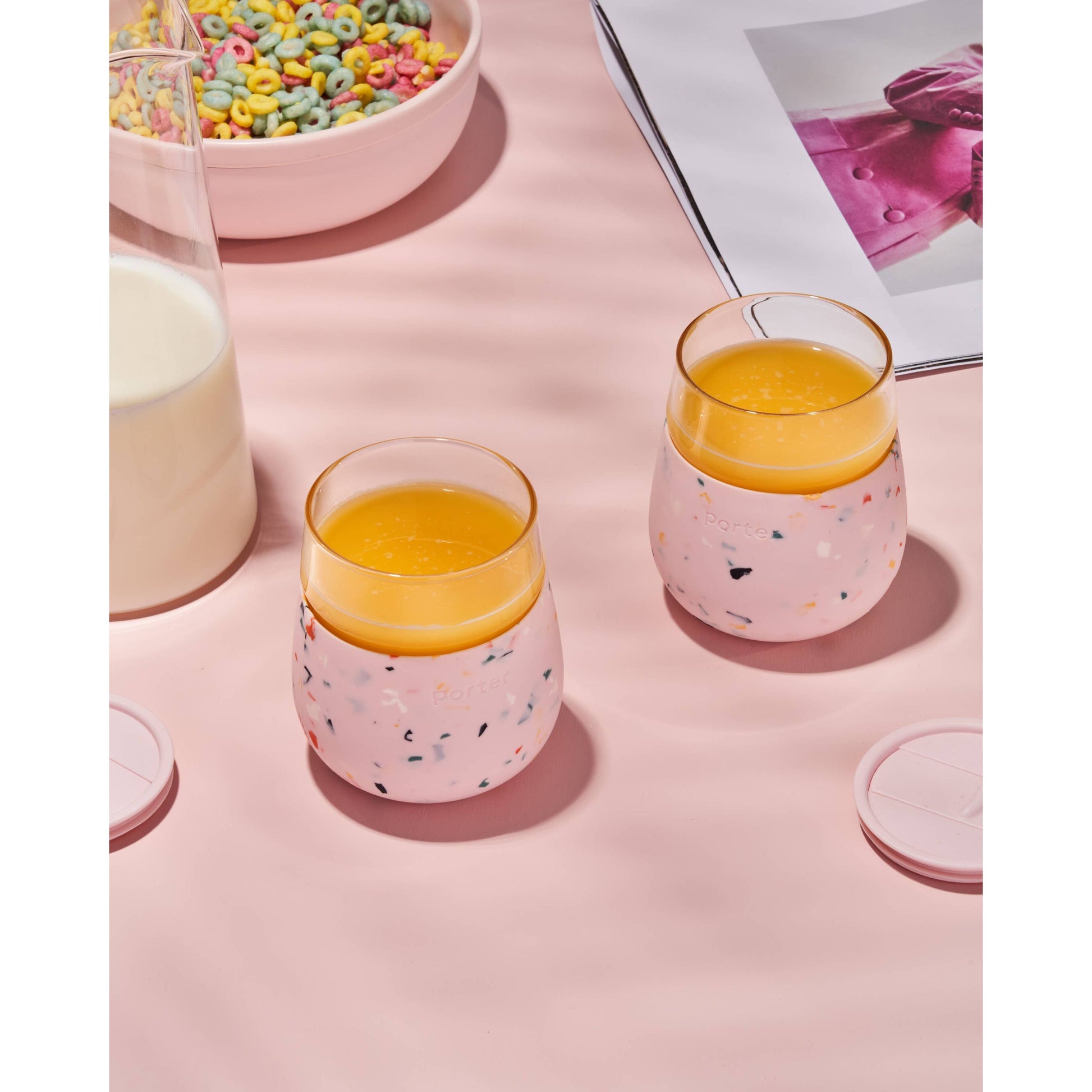 Porter Wine & Drink Glass Cup with Silicone Wrap - Terrazzo  W&P   -better made easy-eco-friendly-sustainable-gifting