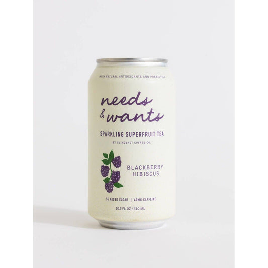 Needs & Wants Sparkling Superfruit Tea - Blackberry Hibiscus Slingshot Coffee Company -better made easy-eco-friendly-sustainable-gifting