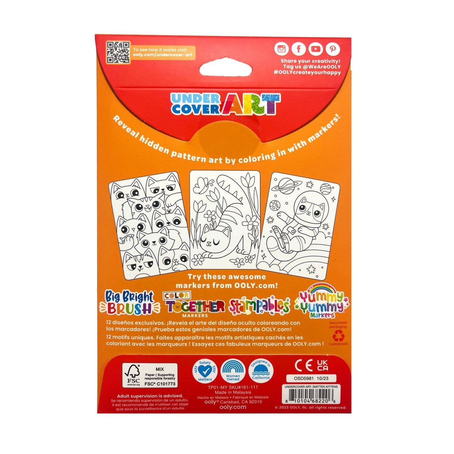 OOLY - Undercover Art Hidden Patterns Coloring- Smitten Kitten OOLY -better made easy-eco-friendly-sustainable-gifting