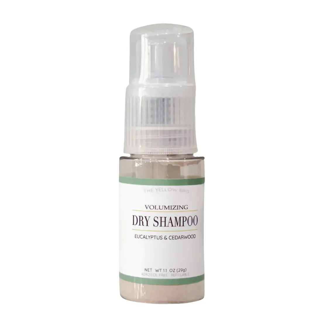 Eucalyptus & Cedarwood Dry Shampoo Bottle The Yellow Bird -better made easy-eco-friendly-sustainable-gifting