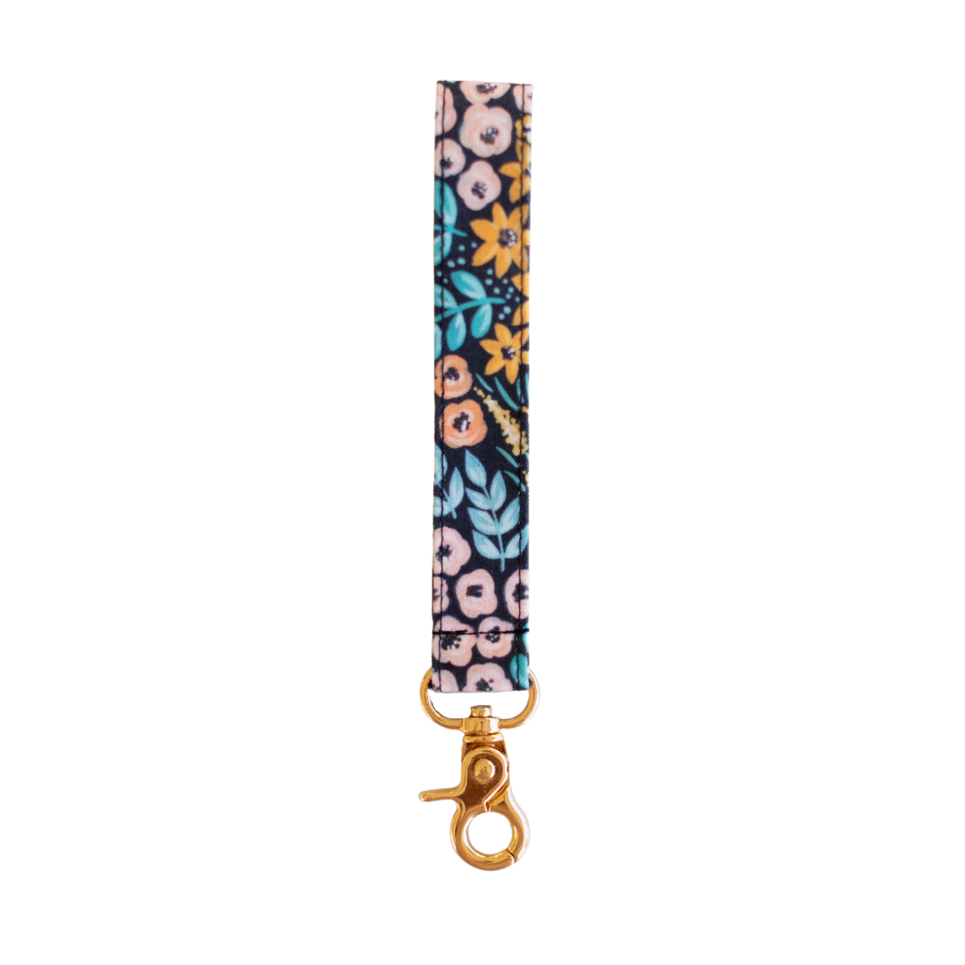 Elyse Breanne Design - Black Floral Wristlet Keychain Elyse Breanne Design -better made easy-eco-friendly-sustainable-gifting