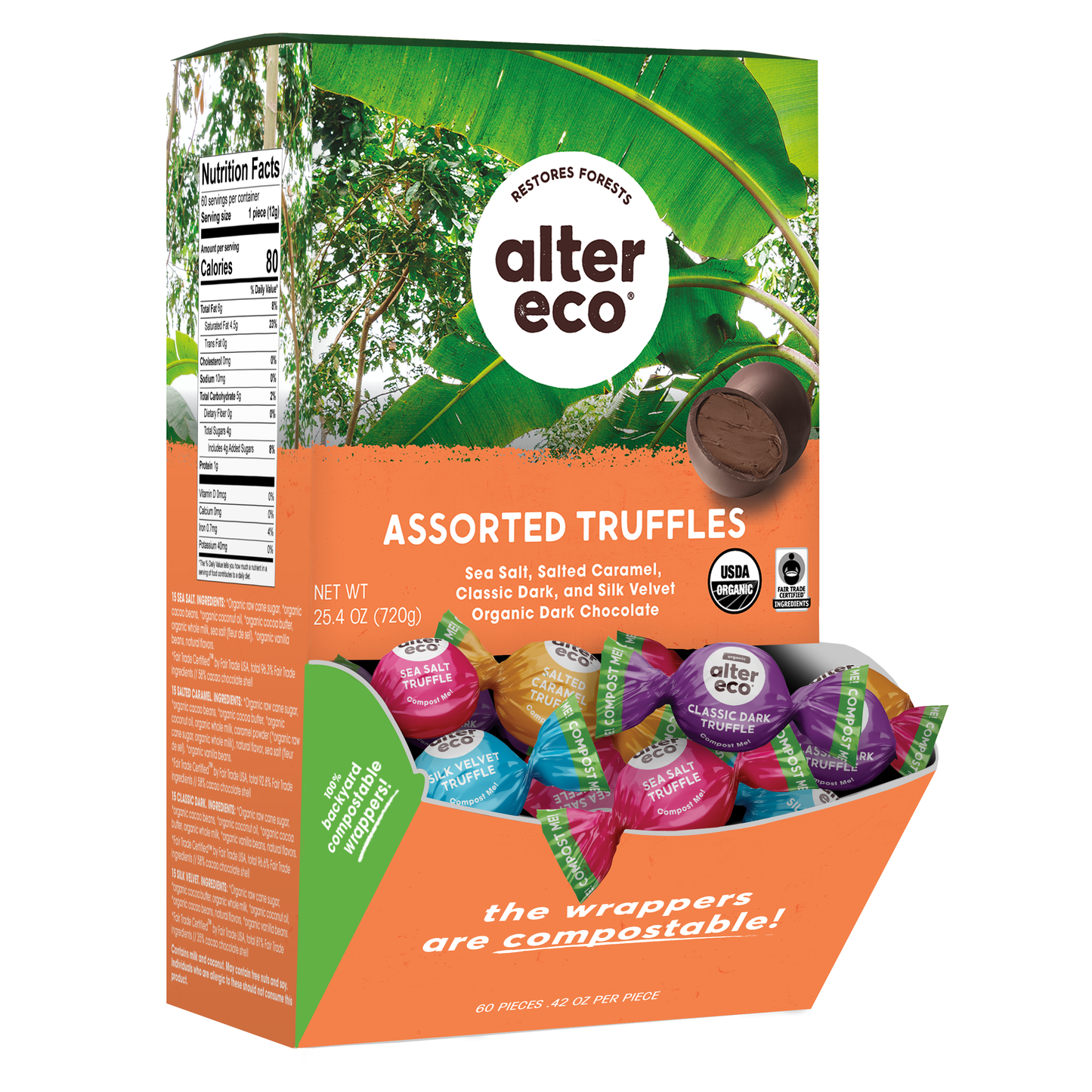 4 Assorted Dark Chocolate Alter Eco Truffles Alter Eco -better made easy-eco-friendly-sustainable-gifting