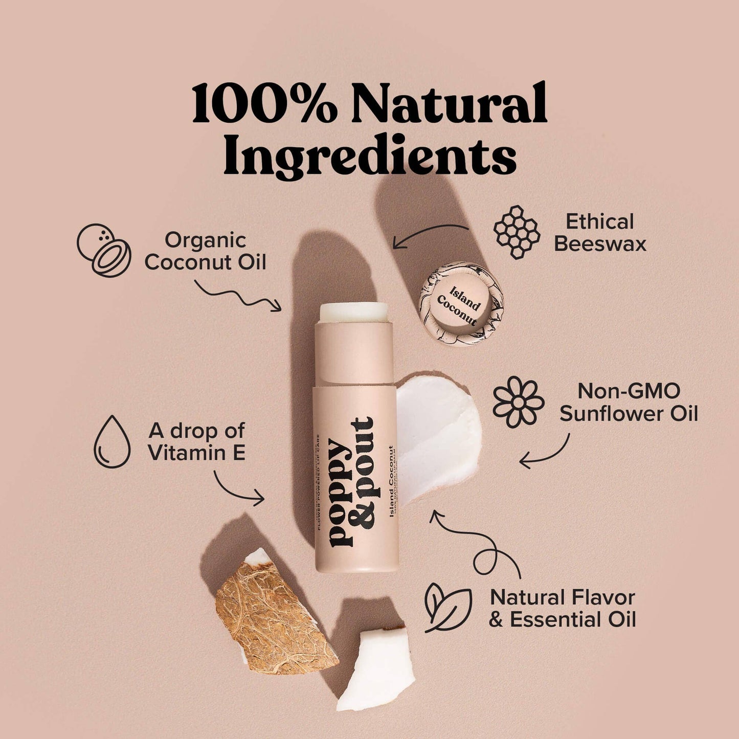 Poppy & Pout - Lip Balm, Island Coconut  Poppy & Pout   -better made easy-eco-friendly-sustainable-gifting