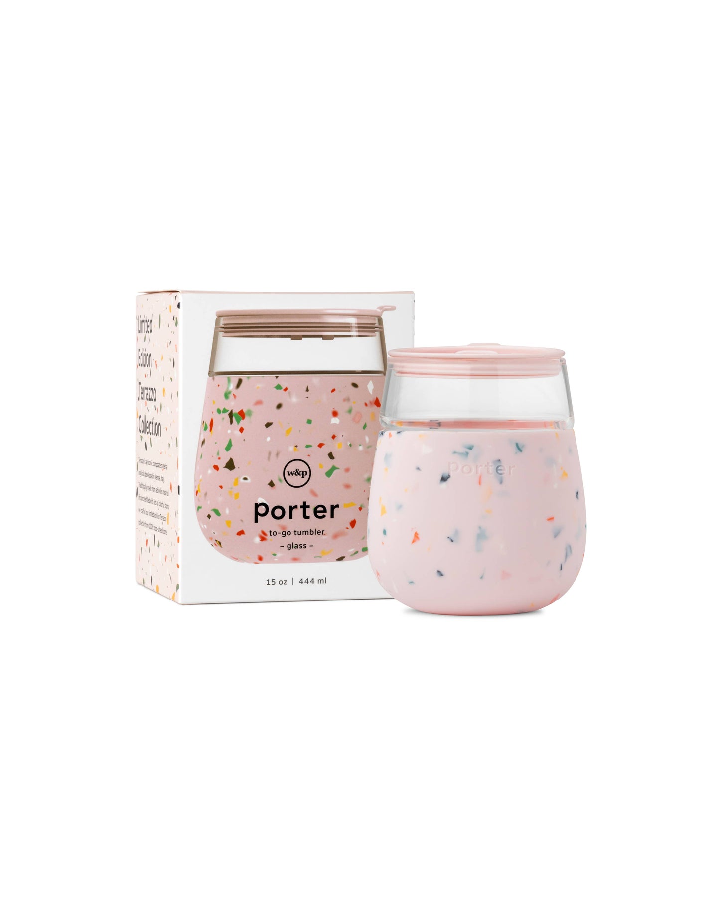 Porter Wine & Drink Glass Cup with Silicone Wrap - Terrazzo  W&P   -better made easy-eco-friendly-sustainable-gifting