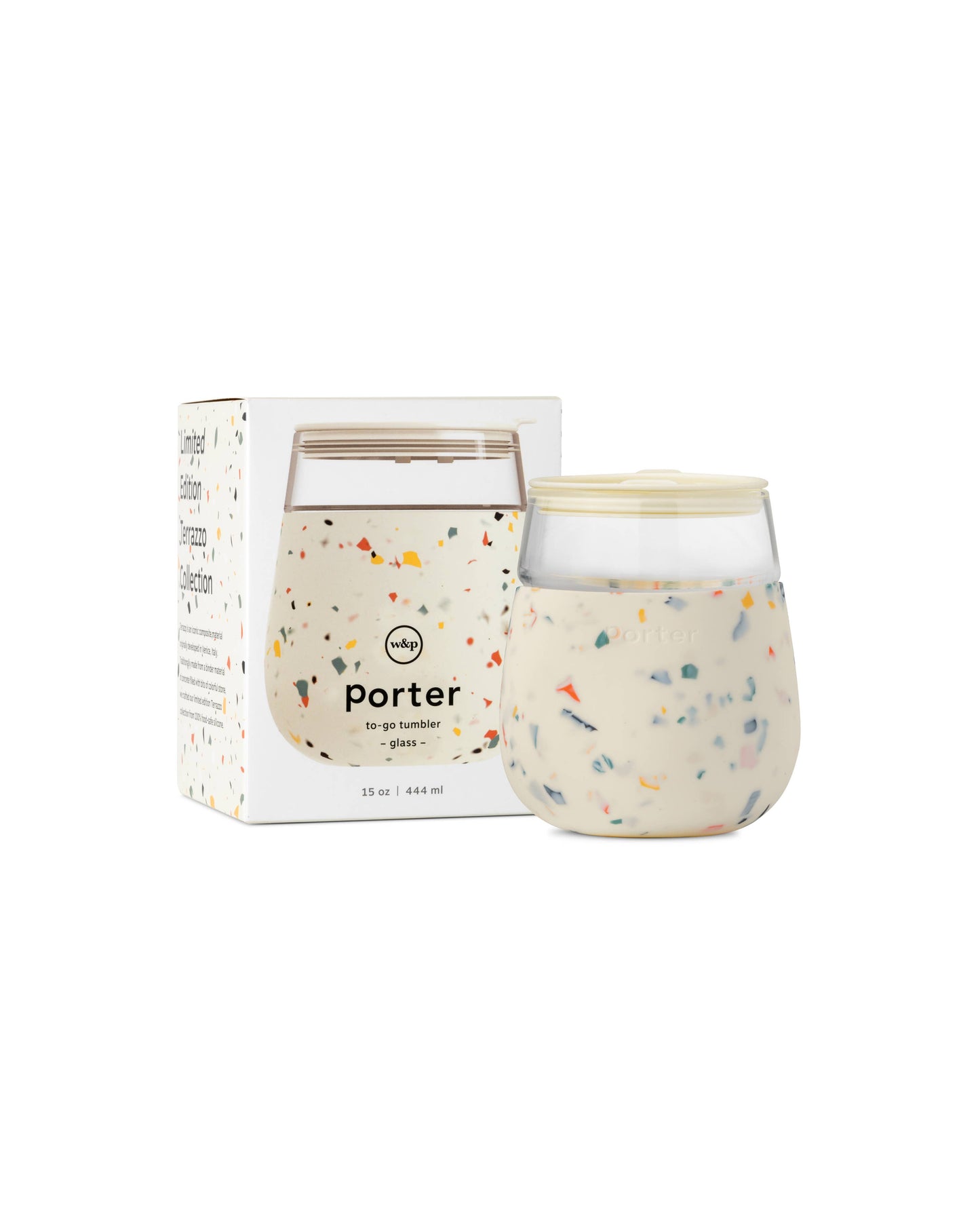 Porter Wine & Drink Glass Cup with Silicone Wrap - Terrazzo  W&P   -better made easy-eco-friendly-sustainable-gifting