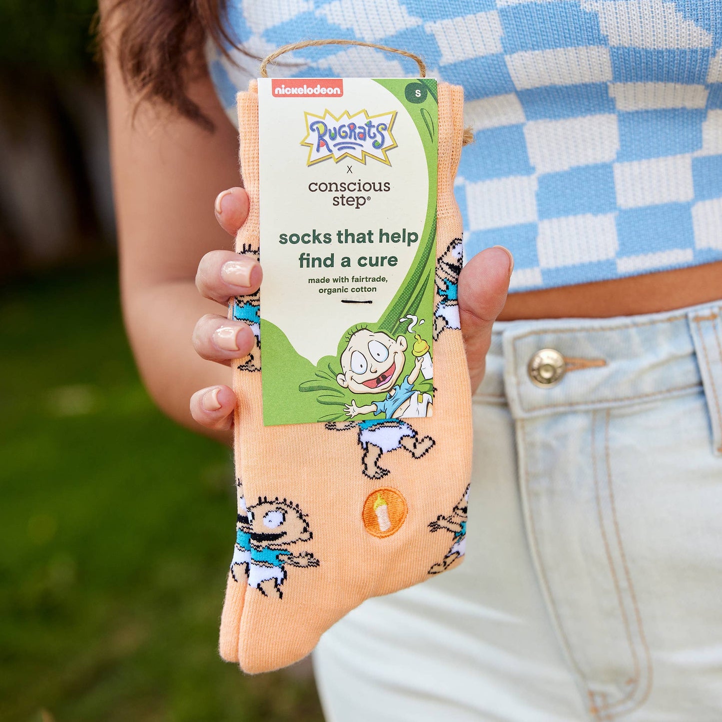 Conscious Step - Rugrats Socks that Find a Cure (Orange Tommy Pickles)  Conscious Step   -better made easy-eco-friendly-sustainable-gifting