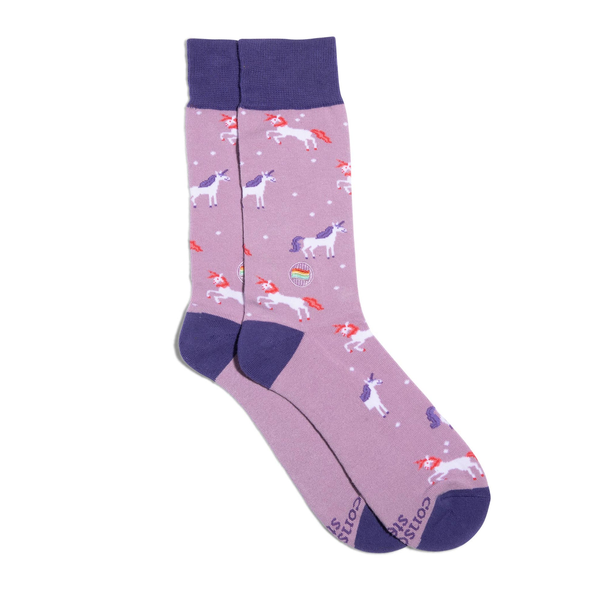 Conscious Step - Socks that Save LGBTQ Lives (Purple Unicorns)  Conscious Step Small  -better made easy-eco-friendly-sustainable-gifting