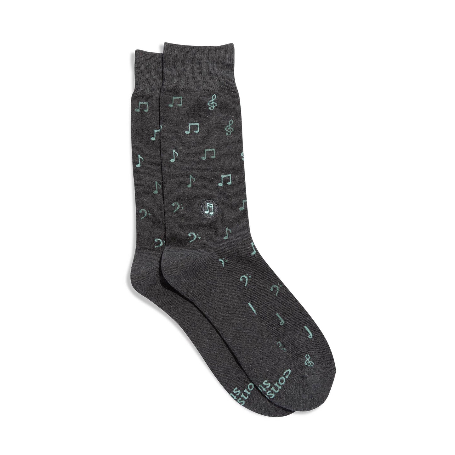 Conscious Step - Socks that Support Music (Gray Music Notes) Conscious Step -better made easy-eco-friendly-sustainable-gifting