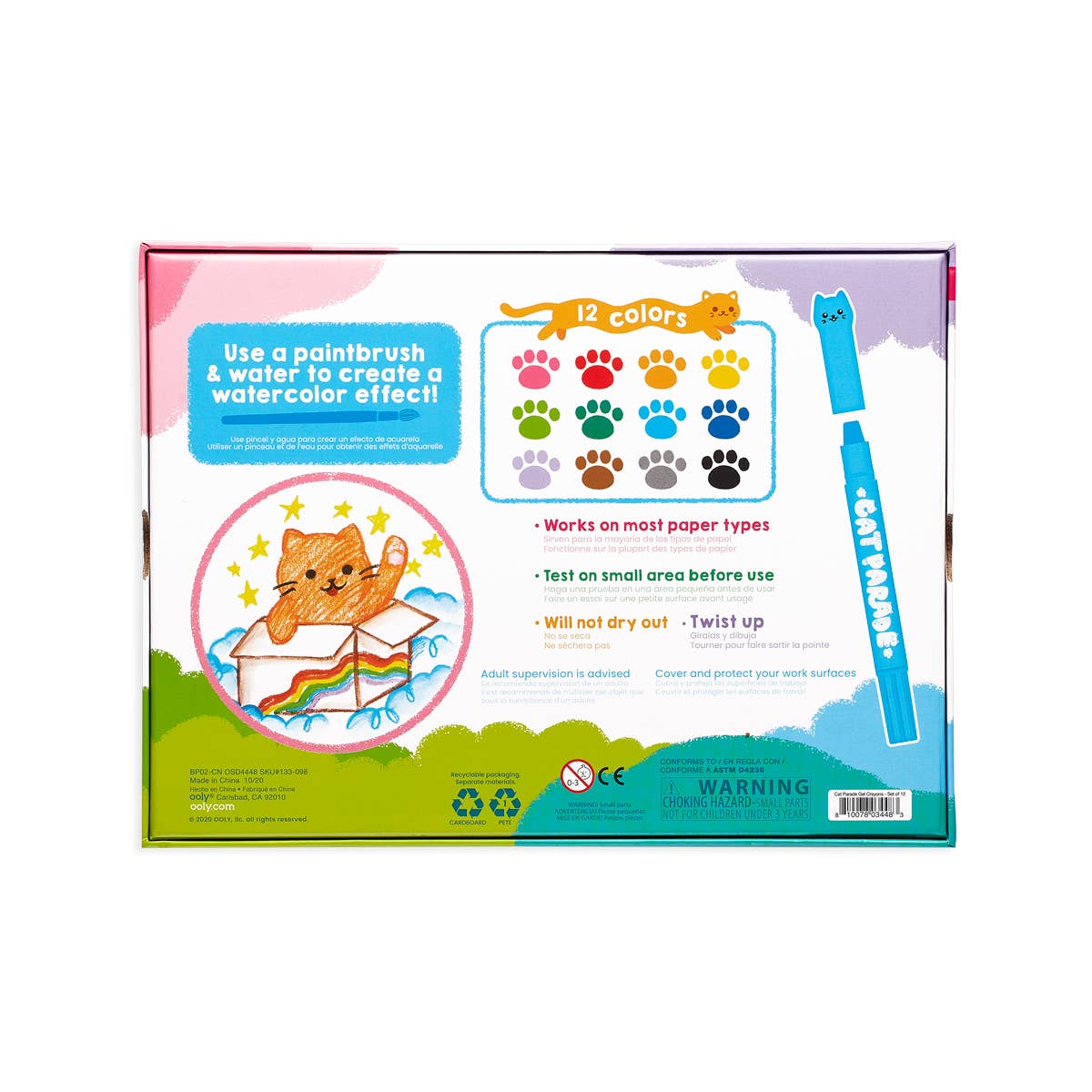 OOLY - Cat Parade Gel Crayons - Set of 12  OOLY   -better made easy-eco-friendly-sustainable-gifting