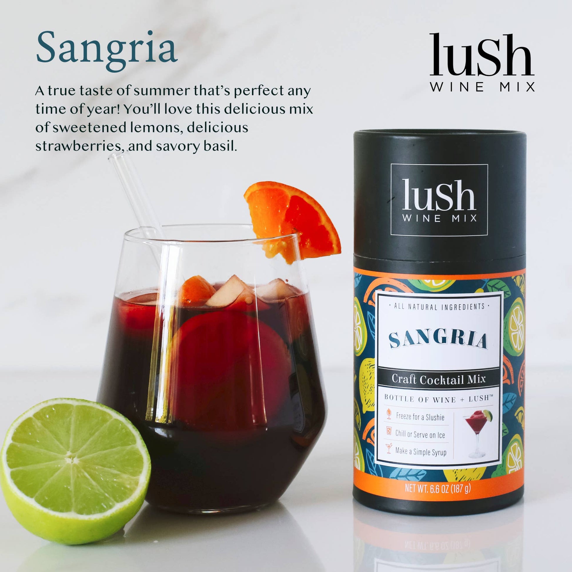 Lush Wine Mix - Sangria Singles - Organic Sangria Cocktail & Mocktail Mix  Lush Wine Mix   -better made easy-eco-friendly-sustainable-gifting