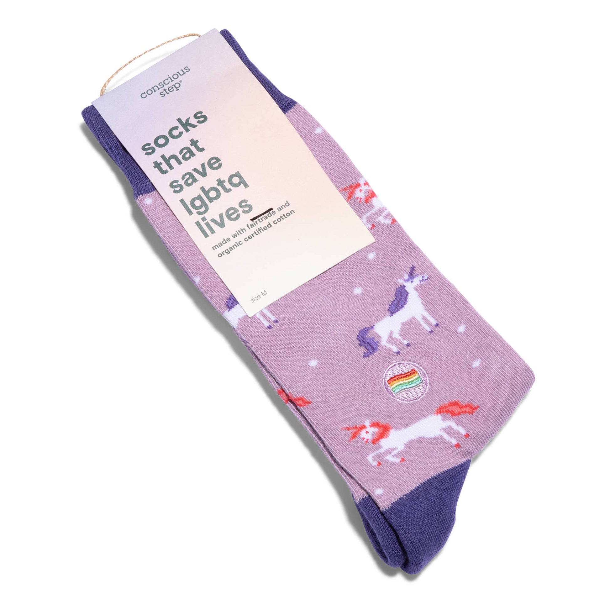 Conscious Step - Socks that Save LGBTQ Lives (Purple Unicorns)  Conscious Step   -better made easy-eco-friendly-sustainable-gifting
