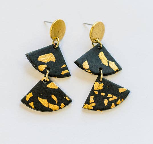 Designed for Joy - Clay Tassel Earring/ The Lilly - Black Gold Fleck  Designed For Joy Black Gold Fleck  -better made easy-eco-friendly-sustainable-gifting