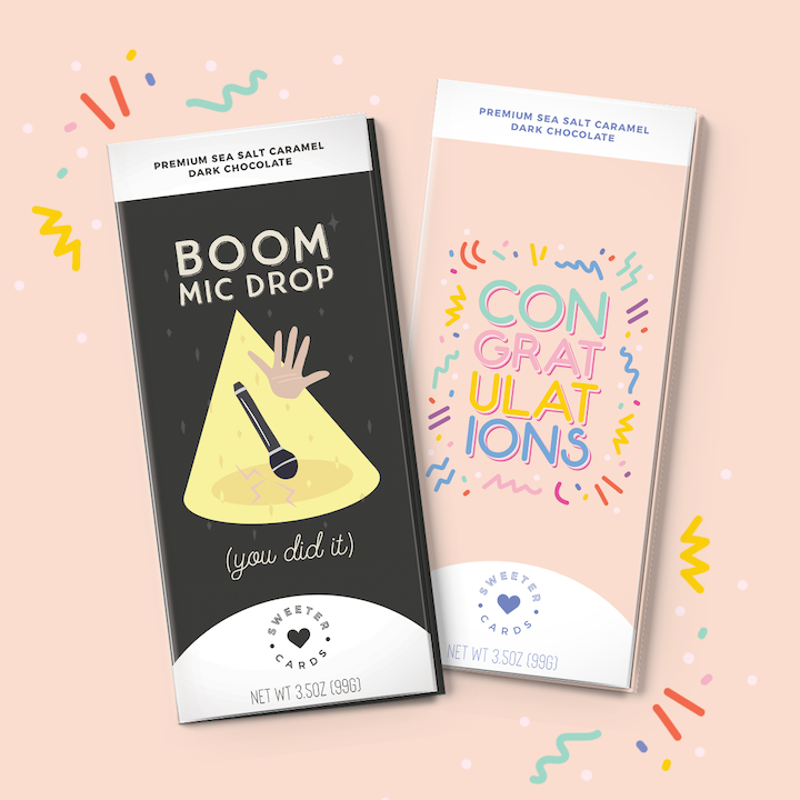Sweeter Card - Congratulations Chocolate Bar that opens as Greeting Card  Sweeter Cards Chocolate Bar + Greeting Card in ONE!   -better made easy-eco-friendly-sustainable-gifting