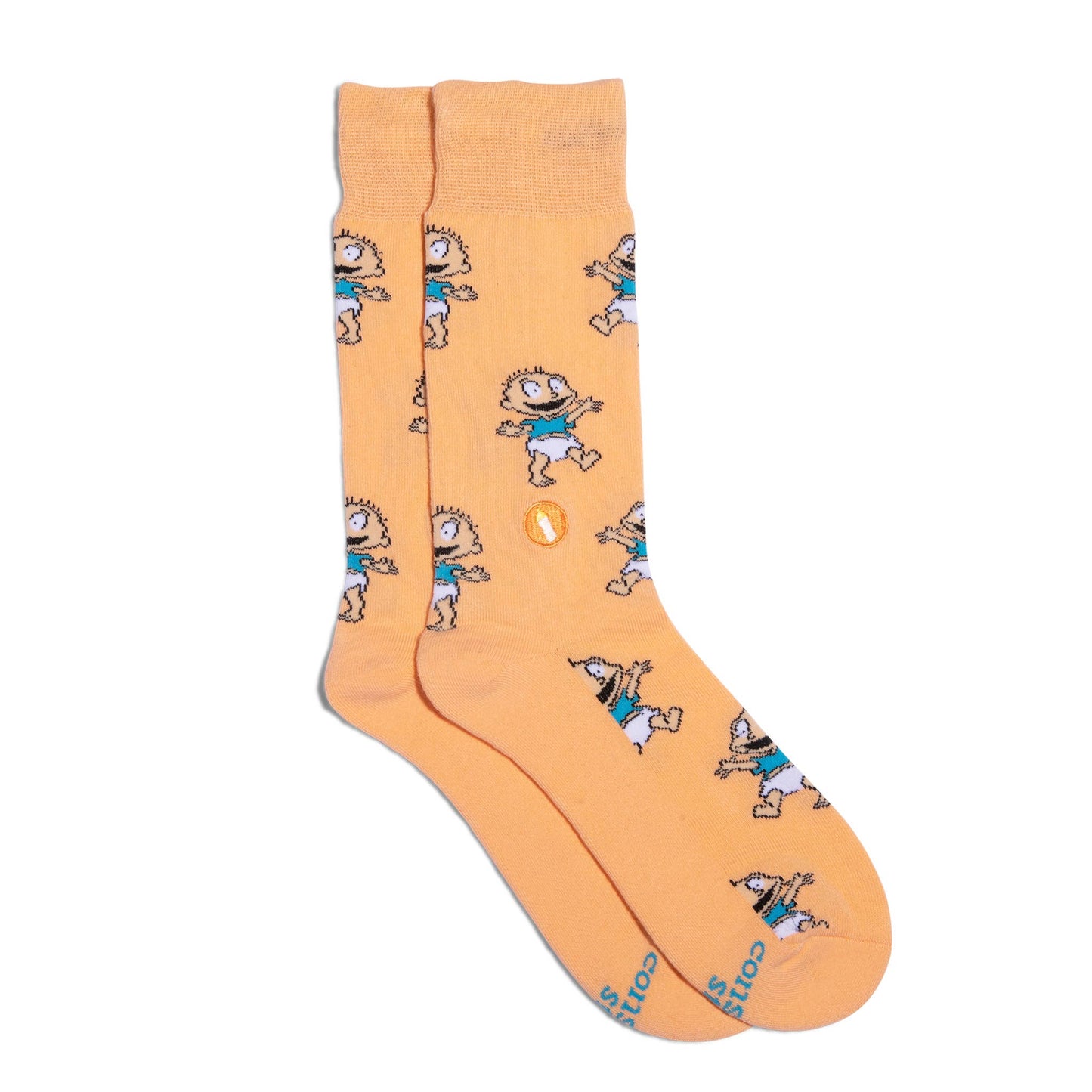 Conscious Step - Rugrats Socks that Find a Cure (Orange Tommy Pickles)  Conscious Step Small  -better made easy-eco-friendly-sustainable-gifting
