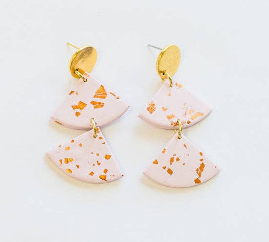 Designed for Joy - Clay Tassel Earring/ The Lilly - Pink and Gold Fleck  Designed For Joy Pink Rose Fleck  -better made easy-eco-friendly-sustainable-gifting