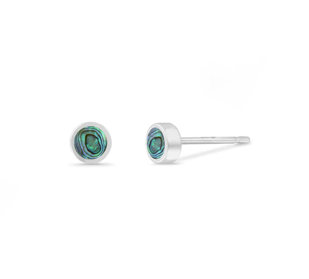 Boma - Belle Mini 100% Recycled Sterling Silver Studs with Stone  boma Abalone  -better made easy-eco-friendly-sustainable-gifting