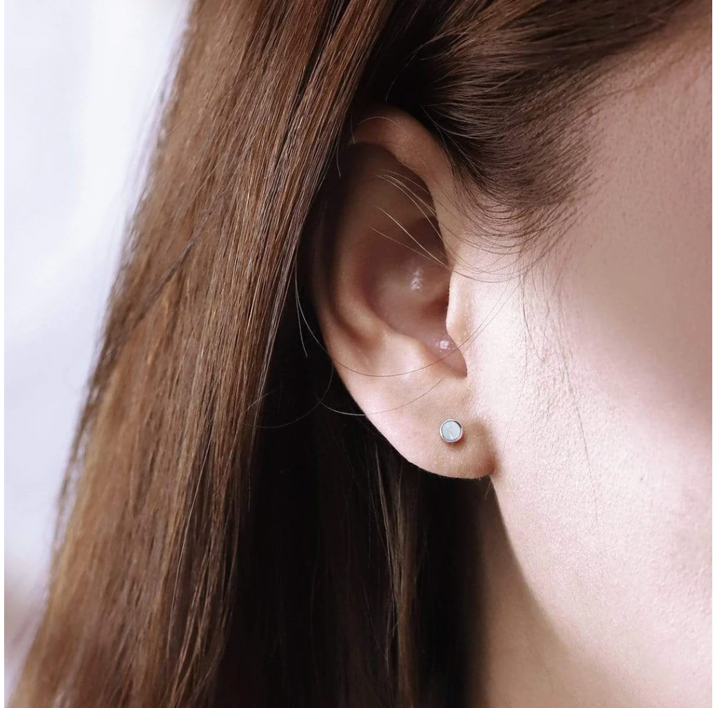 Boma - Belle Mini 100% Recycled Sterling Silver Studs with Stone  boma   -better made easy-eco-friendly-sustainable-gifting