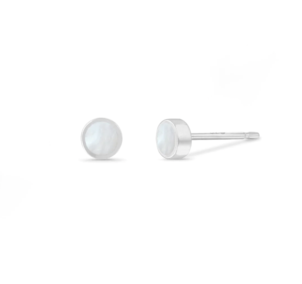 Boma - Belle Mini 100% Recycled Sterling Silver Studs with Stone  boma Mother of Pearl  -better made easy-eco-friendly-sustainable-gifting