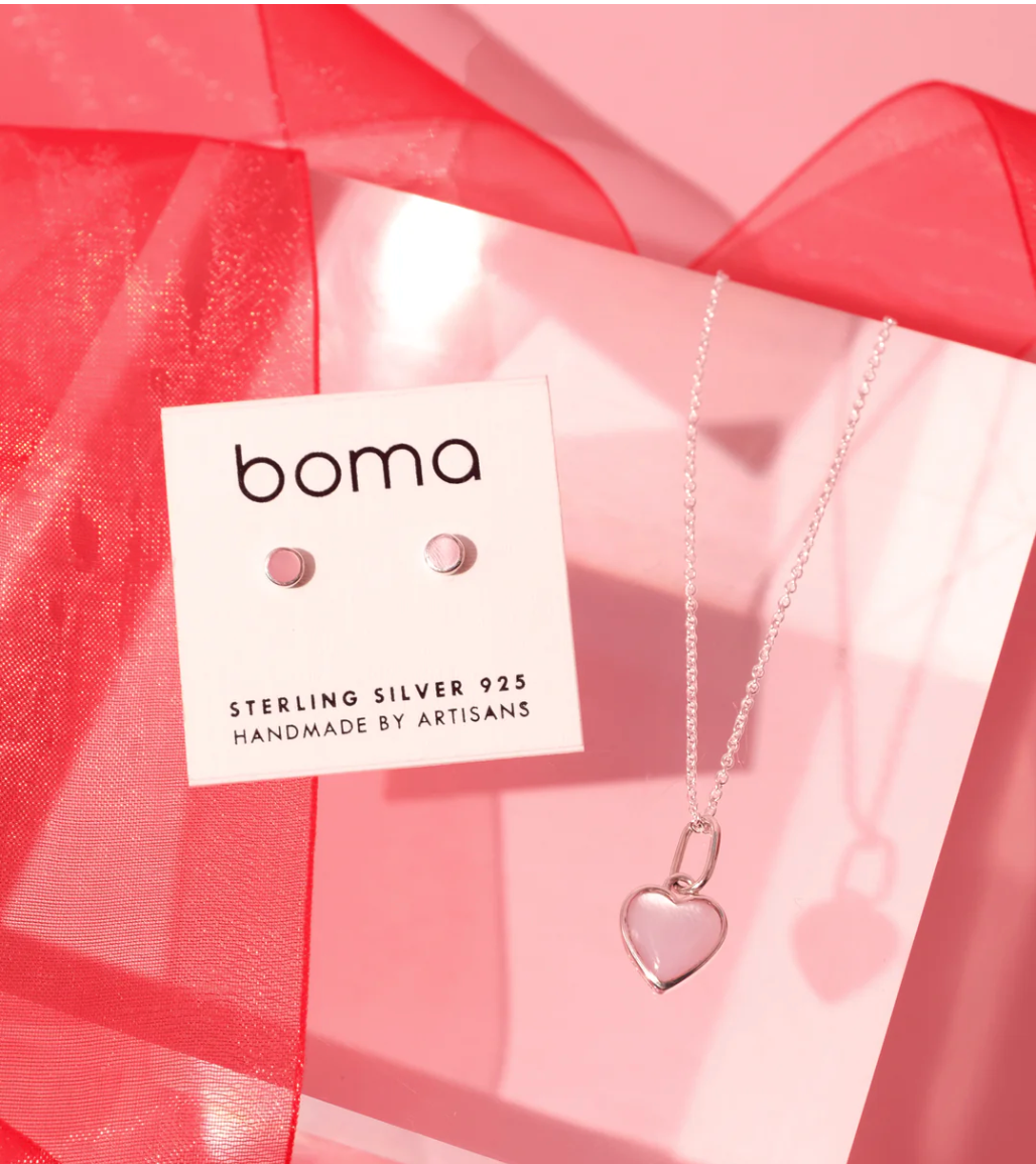 Boma - Belle Mini 100% Recycled Sterling Silver Studs with Stone  boma   -better made easy-eco-friendly-sustainable-gifting