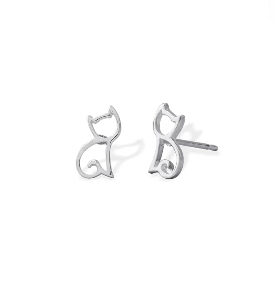 Sterling Silver Cat Studs  boma   -better made easy-eco-friendly-sustainable-gifting
