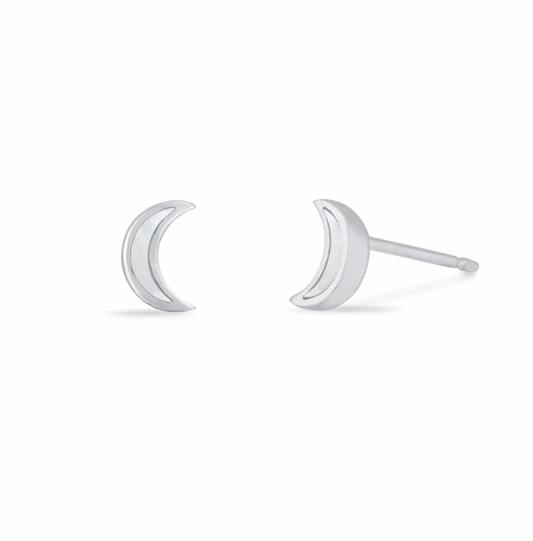 Sterling Silver Belle Crescent Studs with Blue Mother of Pearl  boma   -better made easy-eco-friendly-sustainable-gifting