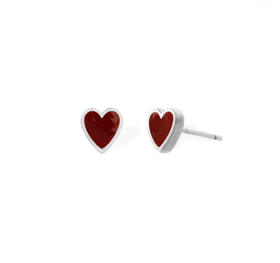 Heart Stone Sterling Silver Studs  boma   -better made easy-eco-friendly-sustainable-gifting