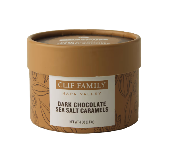 Organic Dark Chocolate Sea Salt Caramels  Clif Family Napa Valley, Certified B Corp Company   -better made easy-eco-friendly-sustainable-gifting