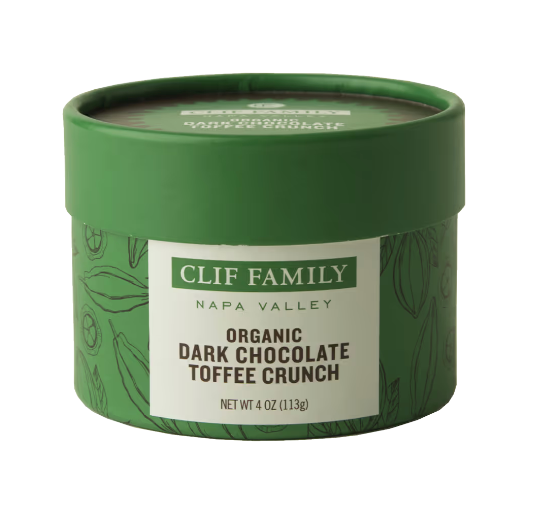Organic Dark Chocolate Toffee Crunch  Clif Family Napa Valley, Certified B Corp Company   -better made easy-eco-friendly-sustainable-gifting