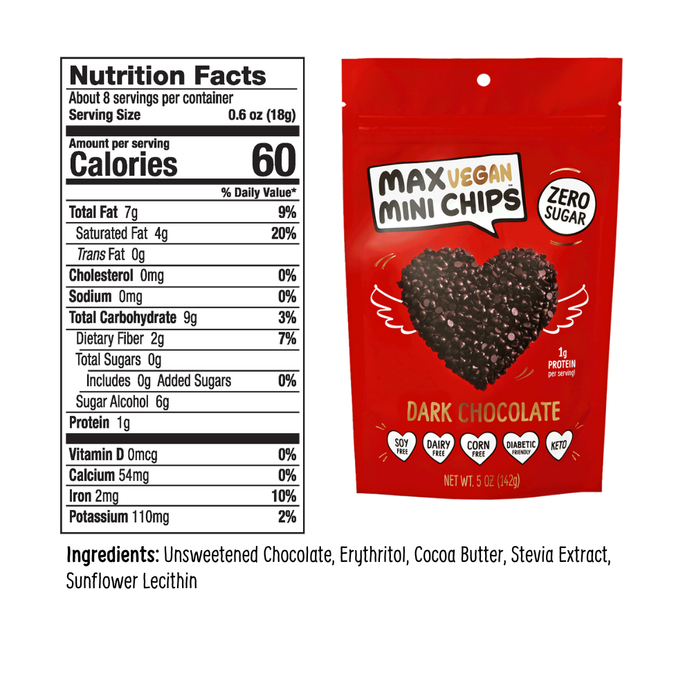 Max Sweets - VEGAN Dark Chocolate Chips - Sugar Free Chocolate  Max Sweets   -better made easy-eco-friendly-sustainable-gifting