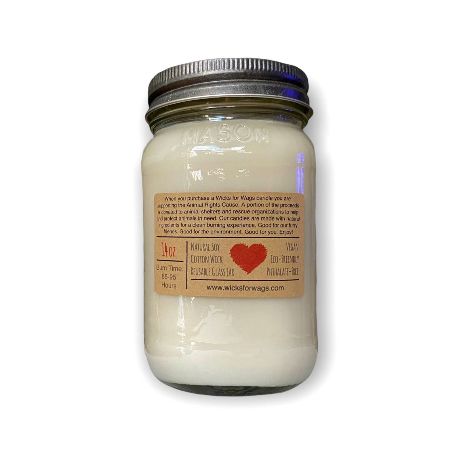 Wicks for Wags Candles - Sweet Cream + Cardamom | 14 oz Candle | Mason Jar Soy Candle  Wicks for Wags Candles   -better made easy-eco-friendly-sustainable-gifting