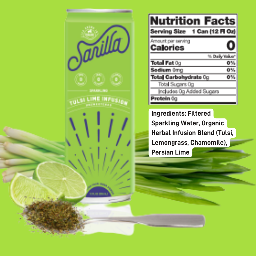 Sarilla Sparkling Basil Lime Tisane  Sarilla   -better made easy-eco-friendly-sustainable-gifting