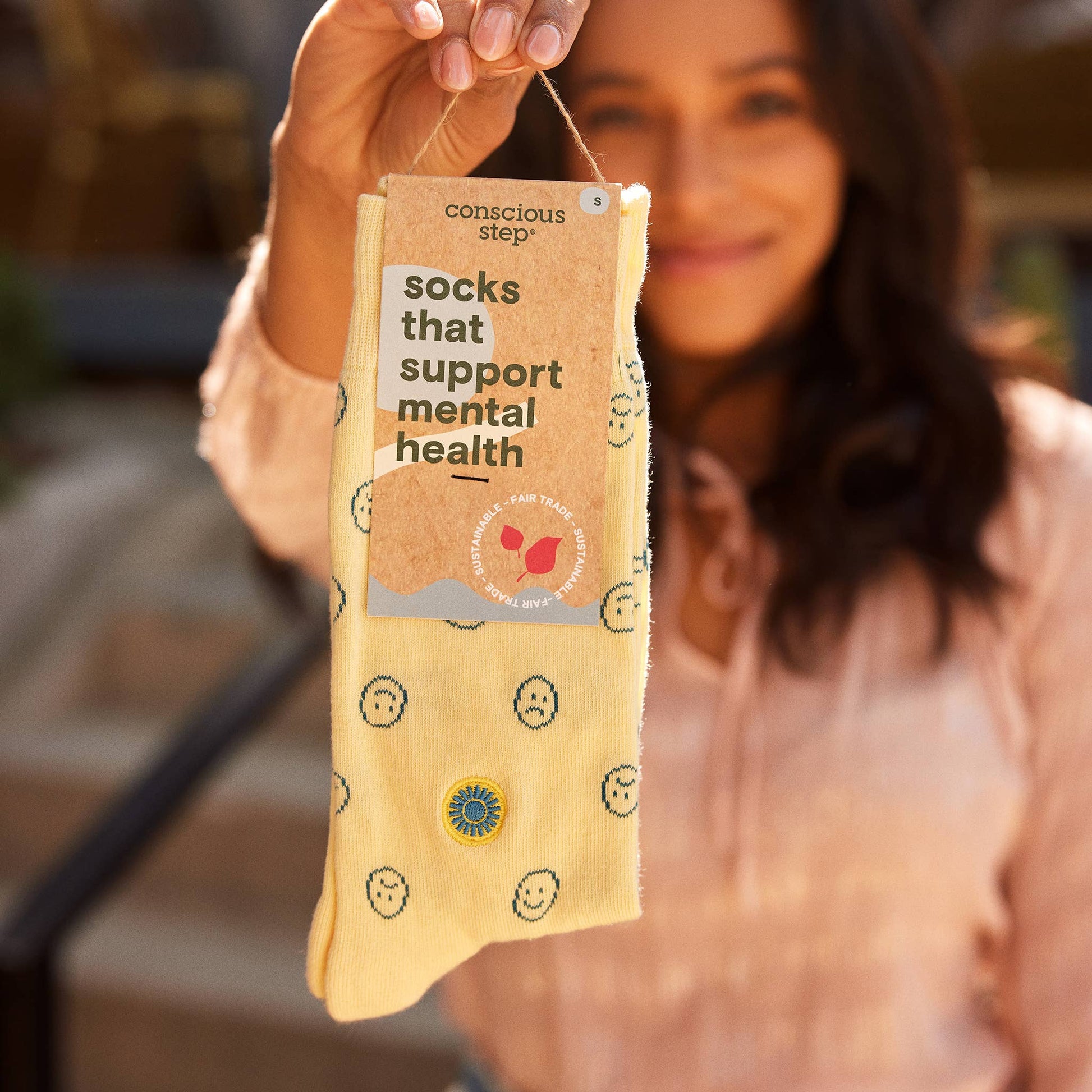Conscious Step - Socks that Support Mental Health (Smiley Faces)  Conscious Step   -better made easy-eco-friendly-sustainable-gifting